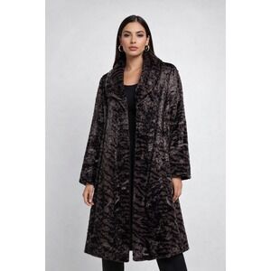 Cabi  Faux Fur Coat Jacket Brown Black Animal Print Plush#459‎ Mink Mid Length
